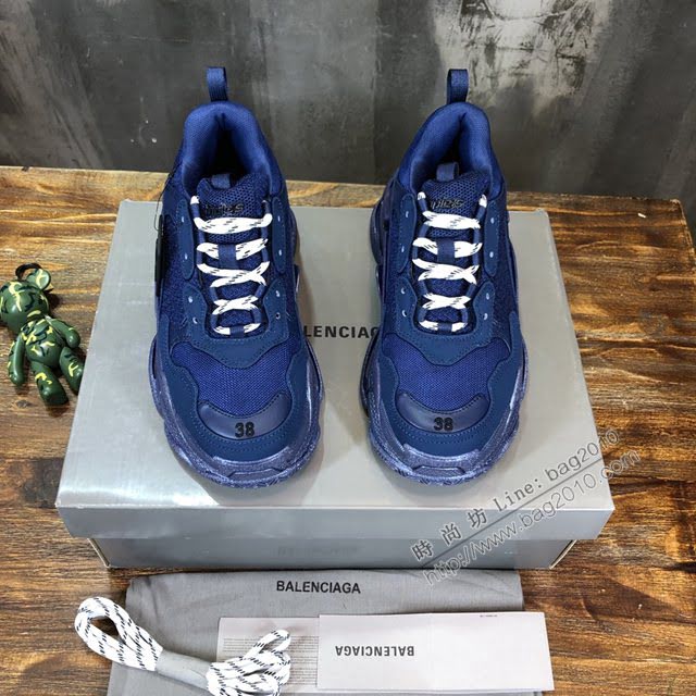 Balenciaga經典款男女鞋 巴黎世家頂級版本Triple S透氣3M反光姥爹復古運動鞋 Balenciaga情侶款老爹鞋  hdbl1175